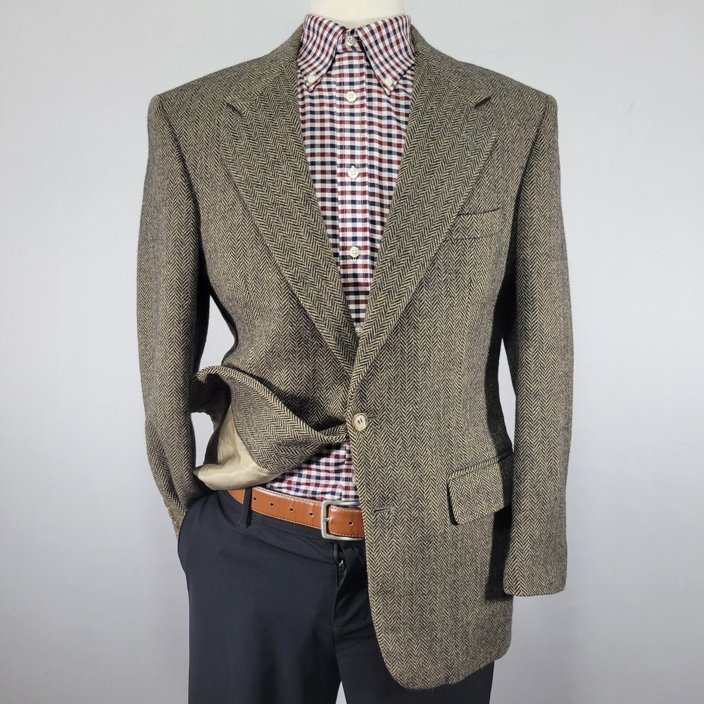 Peterborough Row Men's Sport Coat Blazer Two Button Herringbone Soft Wool 40R